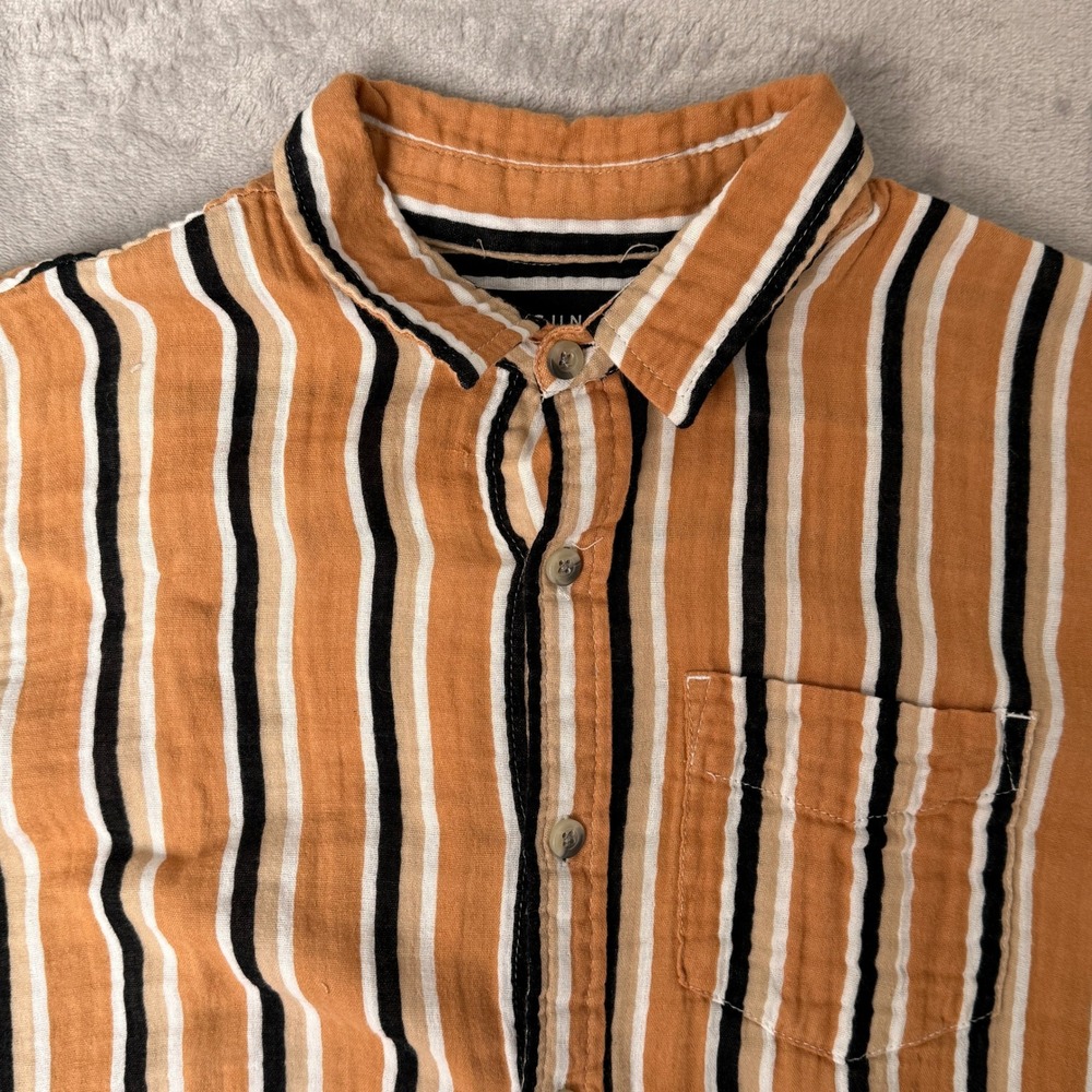 Pacsun Mens Orange Striped Short Sleeve Button Up Shirt Size‎ S - Picture 2 of 7